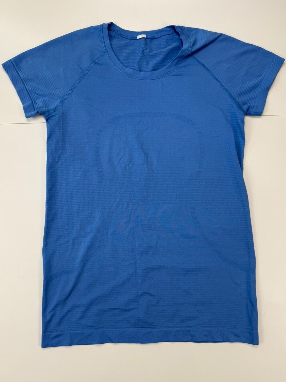 Lululemon Swiftly Tech Womens Blue Short Sleeve Running Shirt Seamless 18" PTP